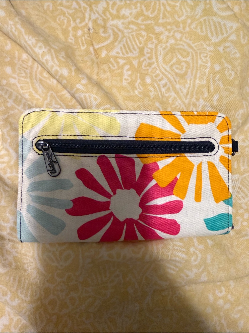 Floral Canvas Zip Wallet - Pink, Yellow & Teal